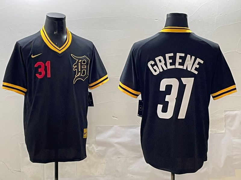 Men Detroit Tigers 31 Greene Black Gold Game 2025 Nike MLB Jersey style 2
